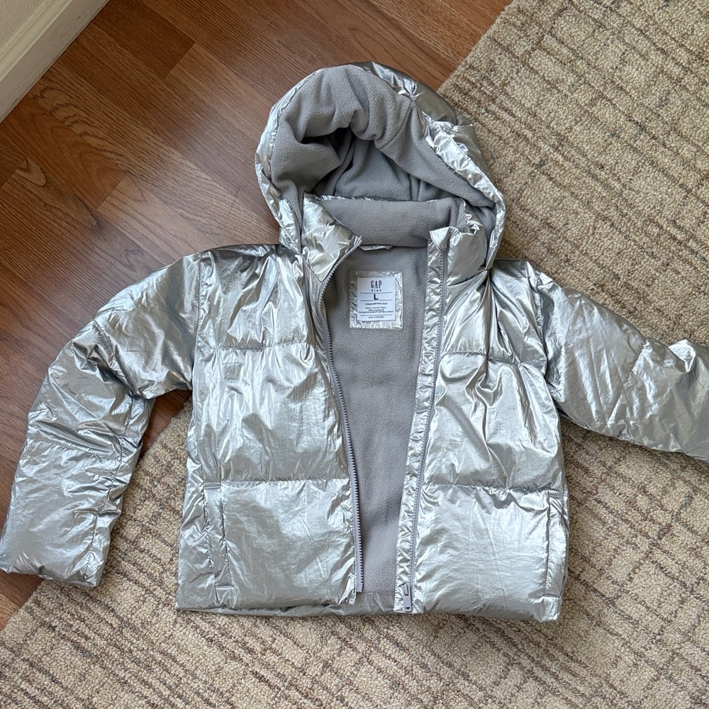 GAP Shiny Silver Kids Puffer Jacket